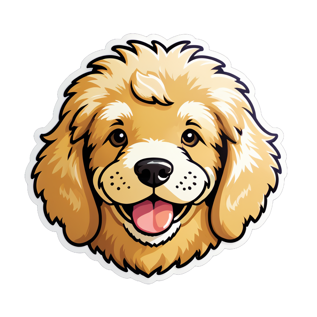 I made an ai sticker of goldendoodle head winking