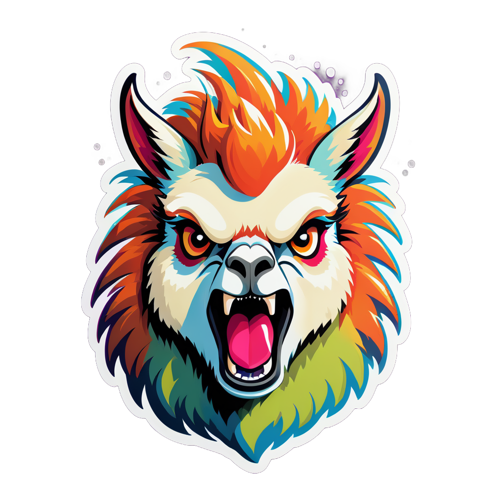 I made an AI sticker of angry raging llama