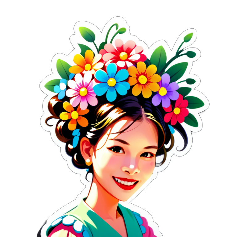 I made an AI sticker of The cute little girl with full of hairpin