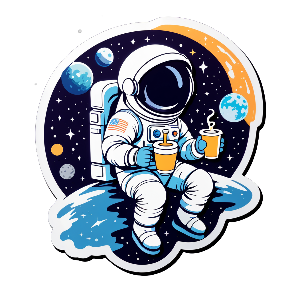 I Made An AI Sticker Of Astronaut Drinking Coffee On The Moon