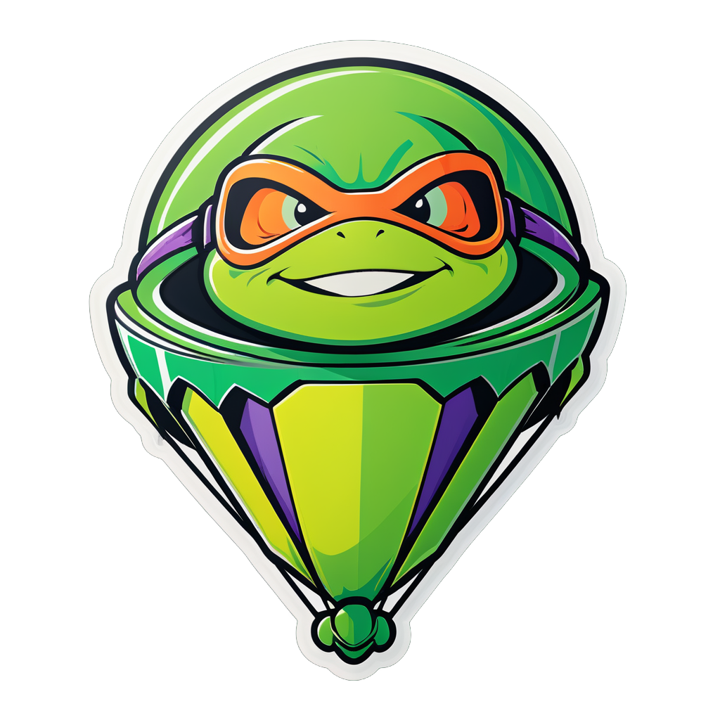 Ninja turtle parachute gliding