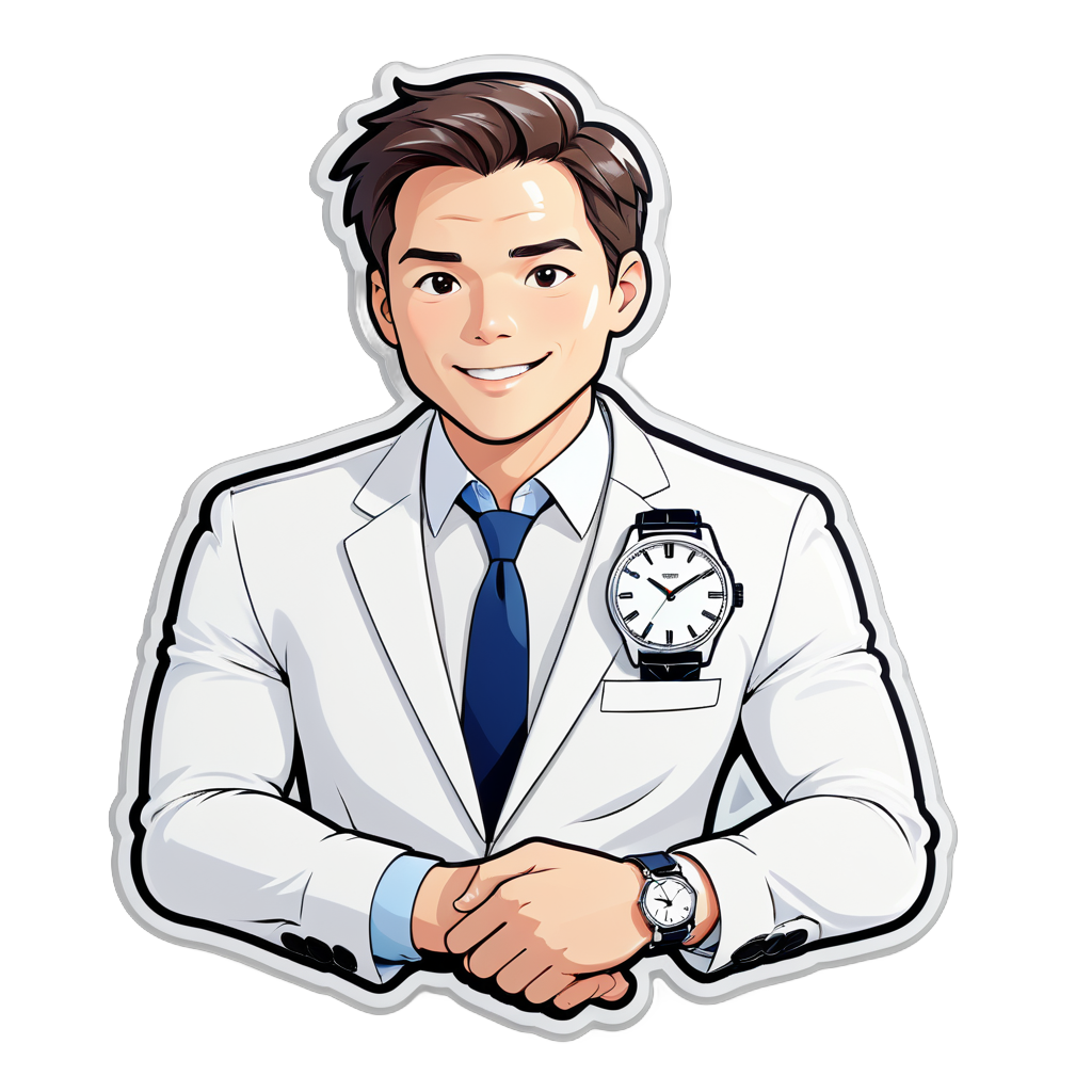 a ceo watching his watch wearing white