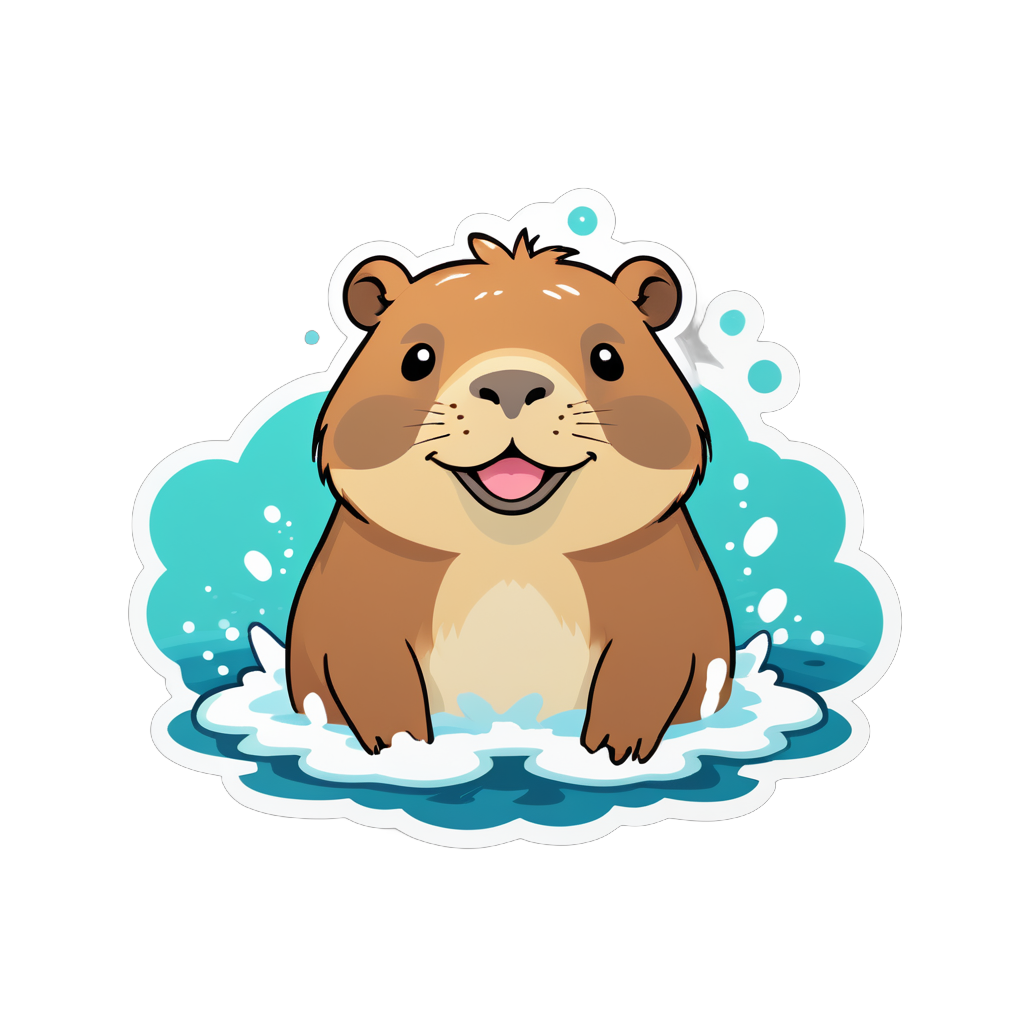 A capybara taking a bath