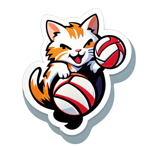 Volleyball cat spiking the ball