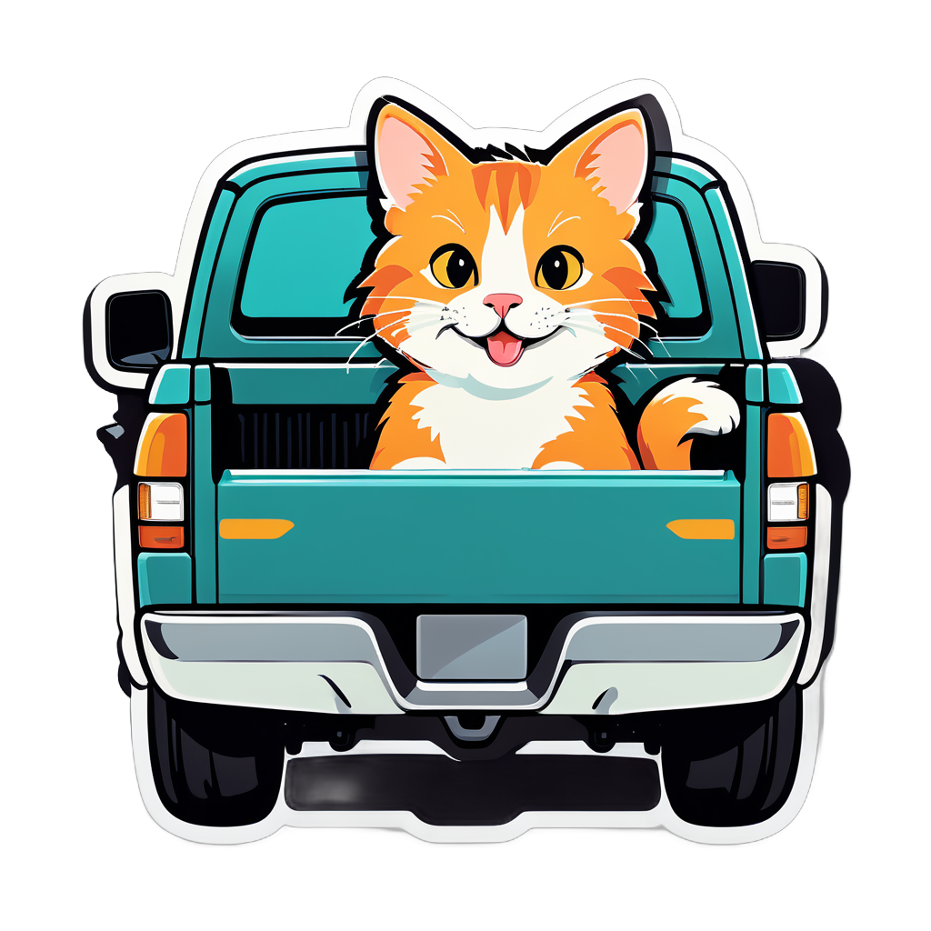 Cat driving a pickup truck 