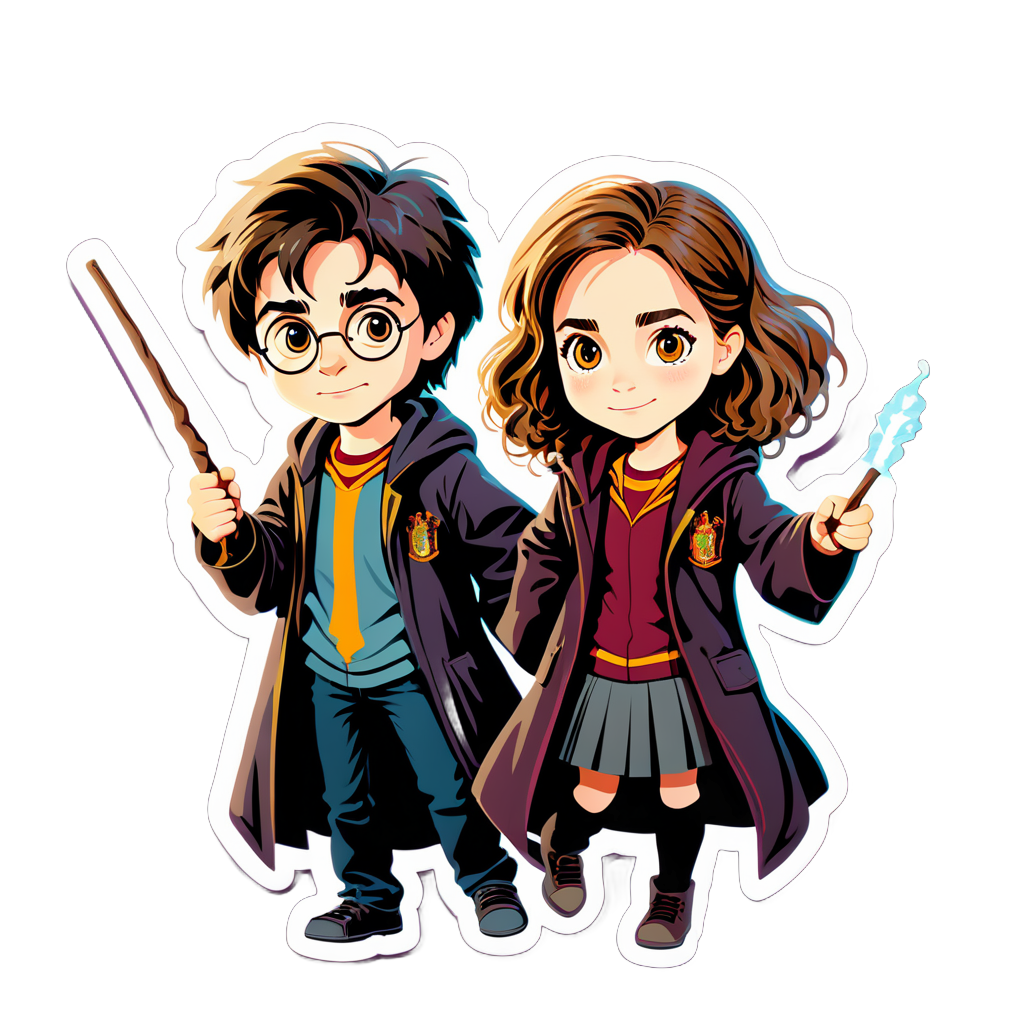 I made an AI sticker of harry potter and hermione granger