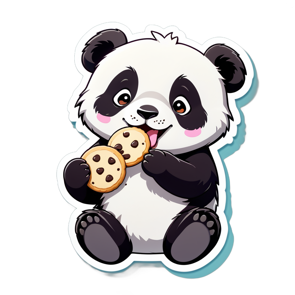 A panda eating cookies