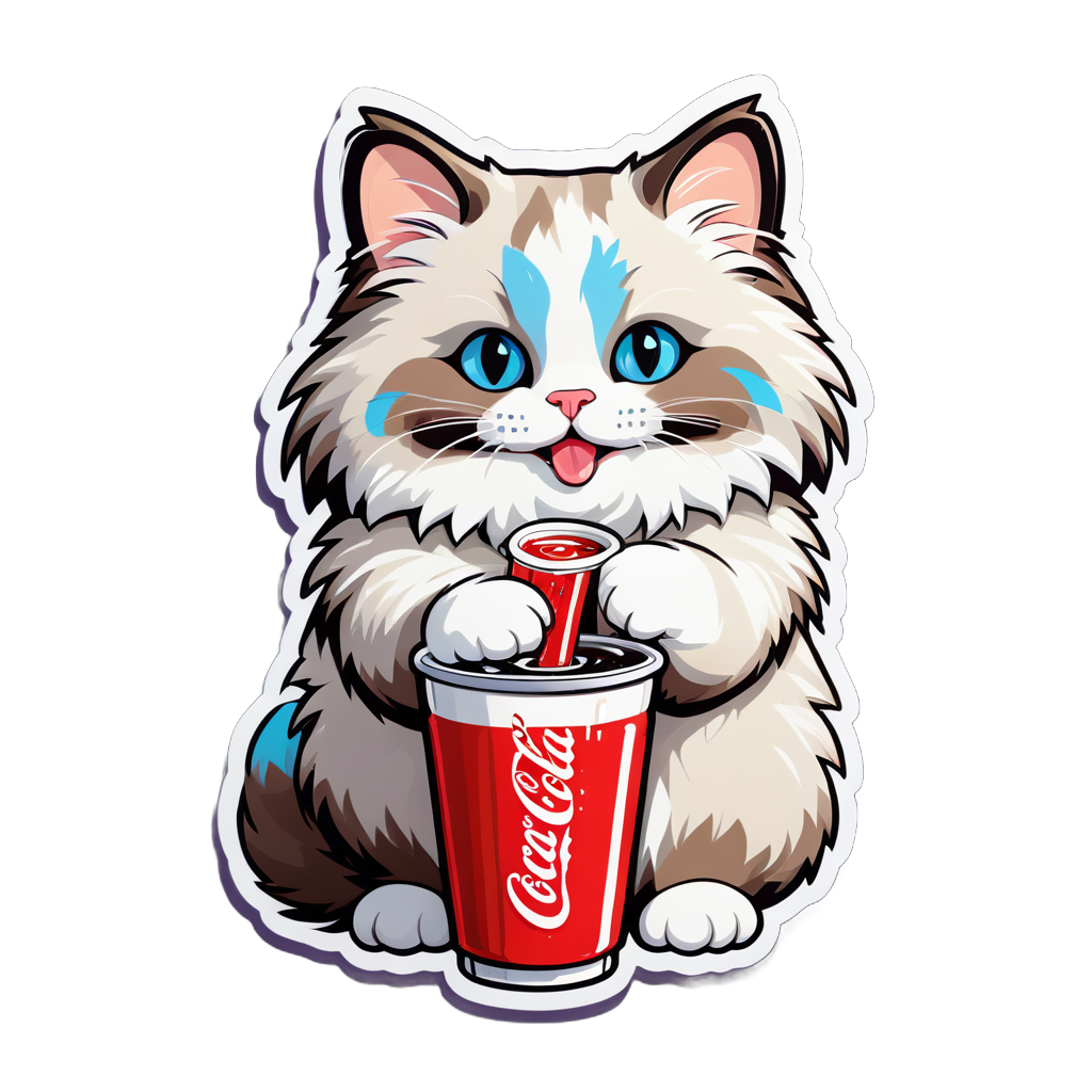 ragdoll cat drink coke 