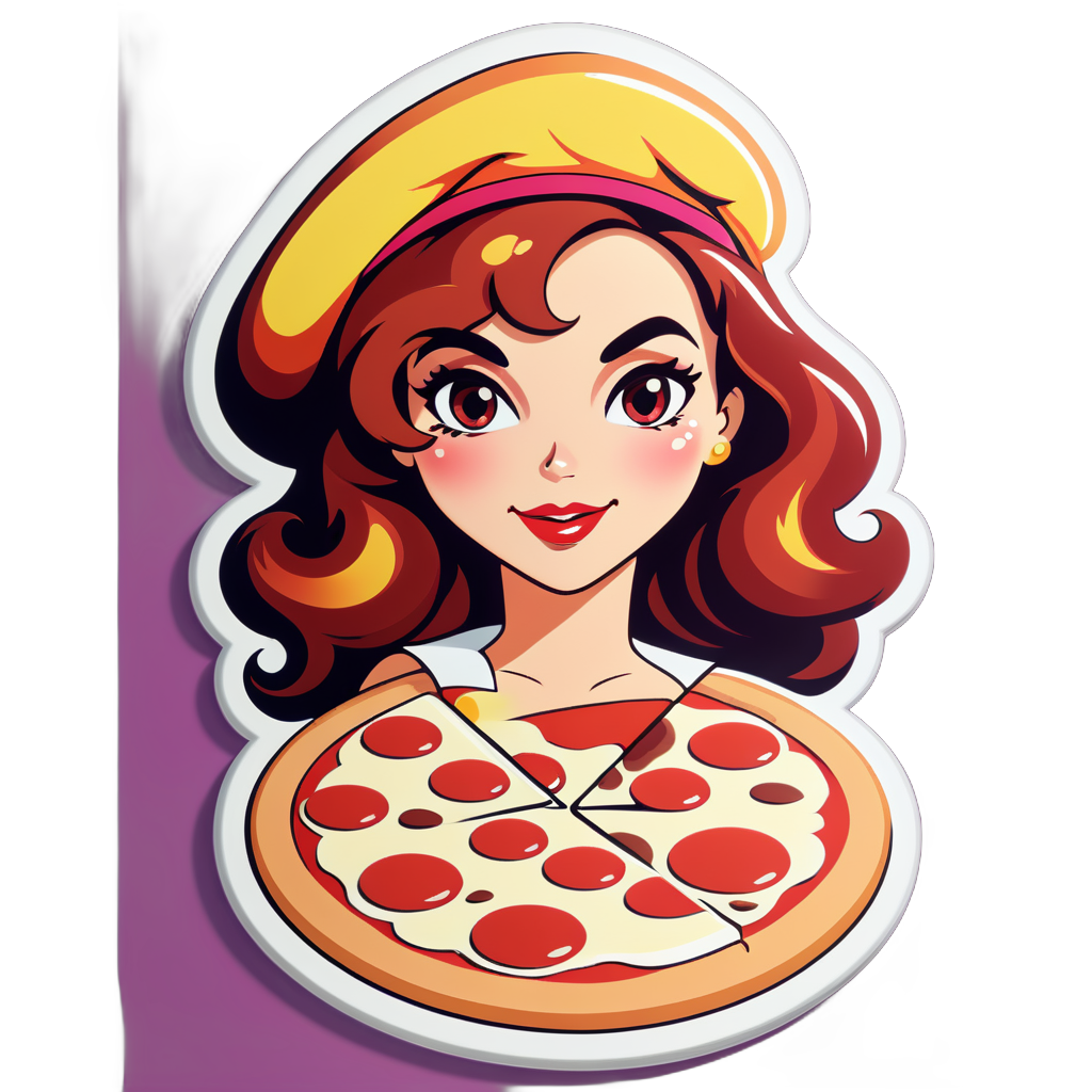 I made an AI sticker of Pizza woman sultry