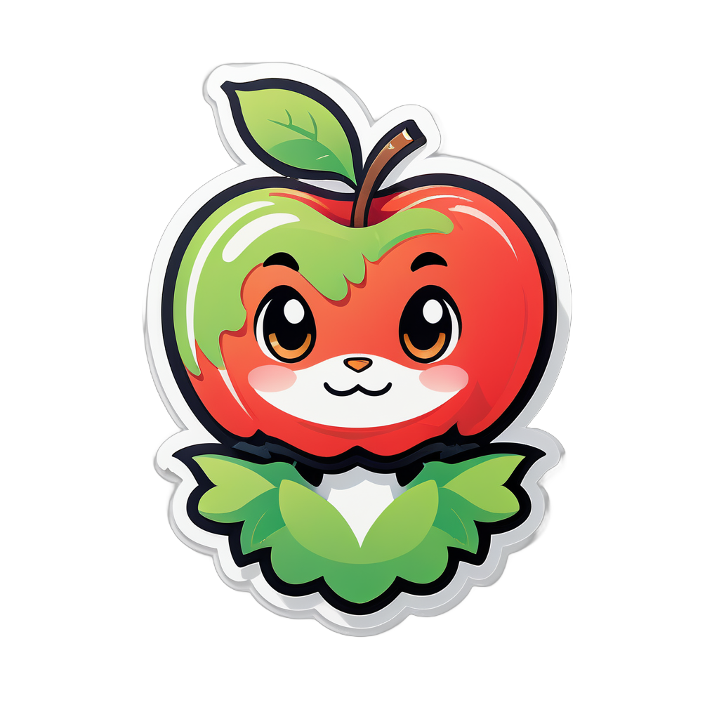 Lucky and cute mascot apple logo