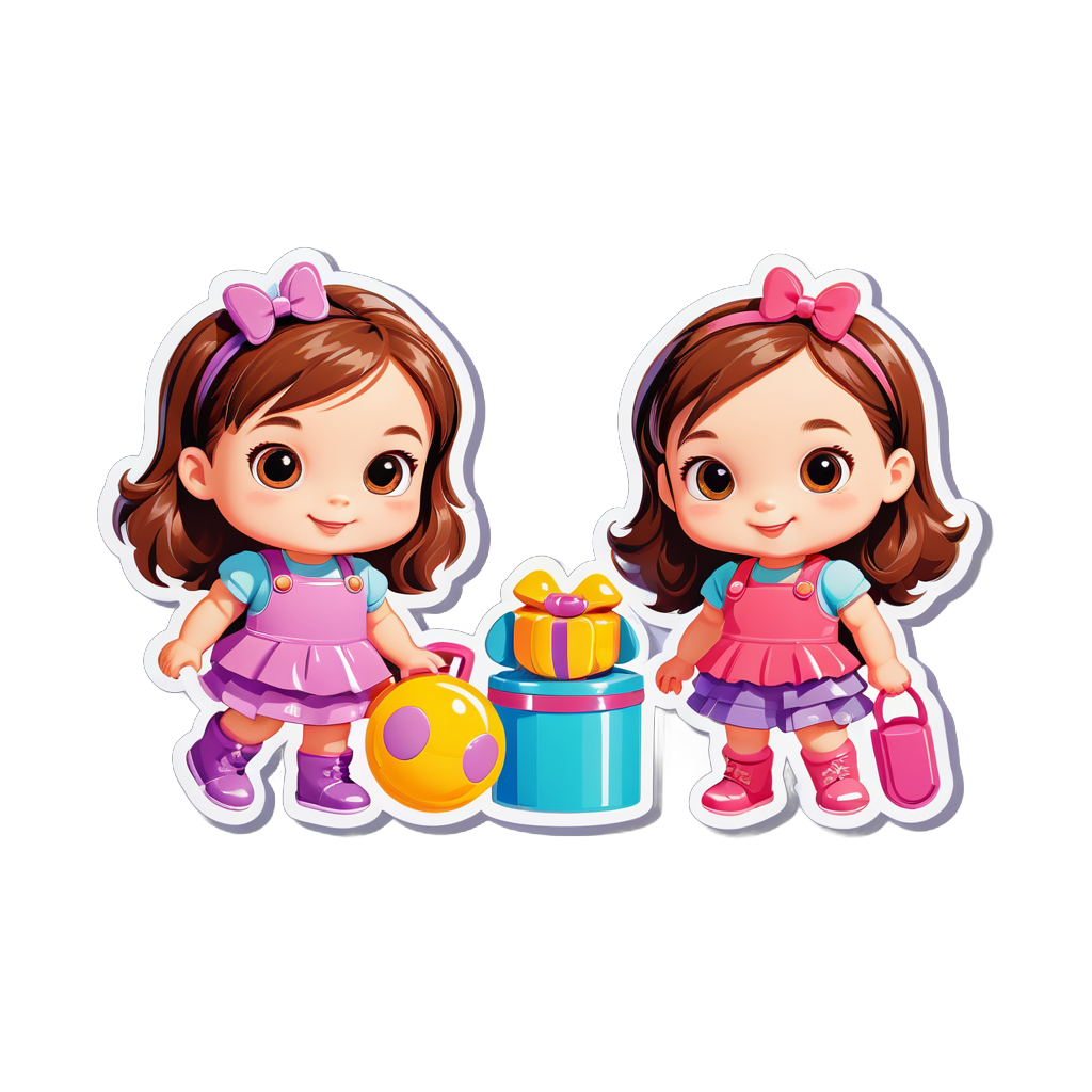 Little girls with toys 