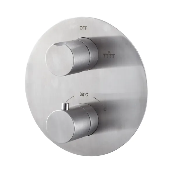 Thermostatic shower mixer in stainless steel