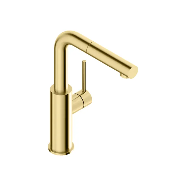 Kitchen mixer tap with pull-out spray in 316L stainless steel