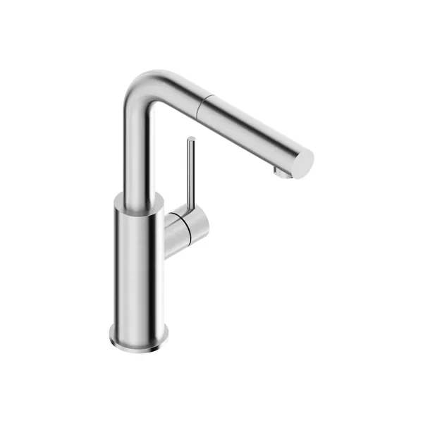 Kitchen mixer tap with pull-out spray in 316L stainless steel