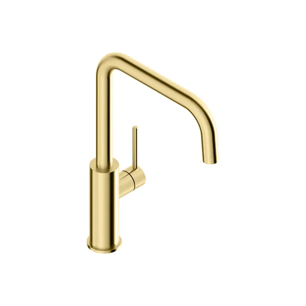 Bridge-spout kitchen mixer tap in 316L stainless steel