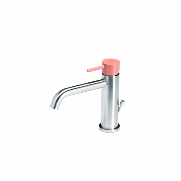 Basin mixer tap with waste and coloured handle