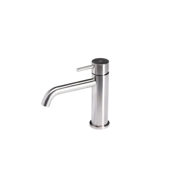 Washbasin mixer without waste in satin stainless steel