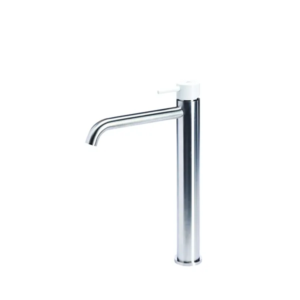 Tall basin mixer tap without waste, with coloured handle