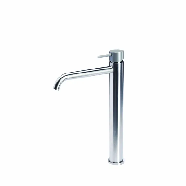Tall basin mixer tap without waste, with coloured handle