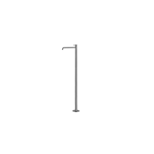 Freestanding basin mixer tap in stainless steel