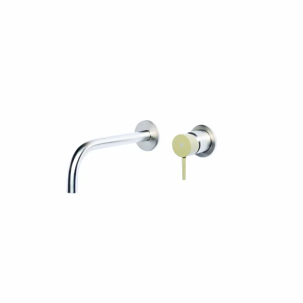 Wall-mounted basin mixer set with coloured handle