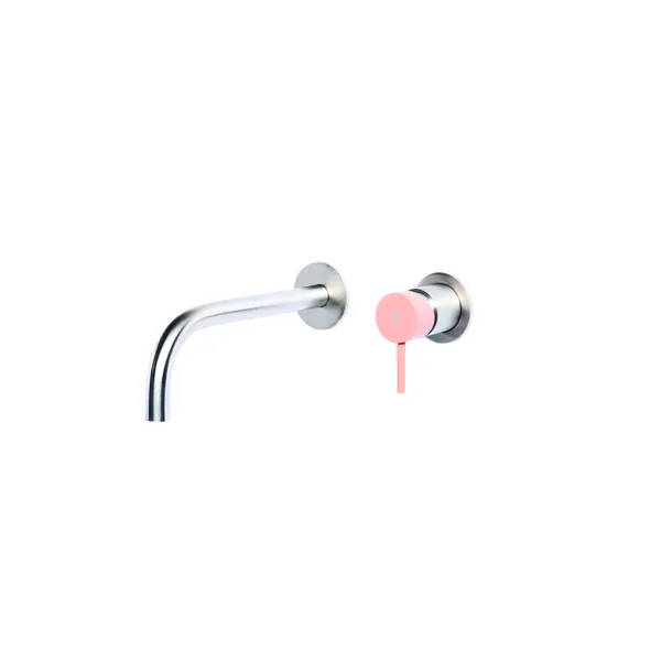 Wall-mounted basin mixer set with coloured handle