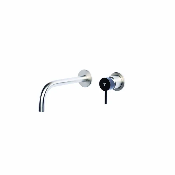 Wall-mounted basin mixer set with coloured handle