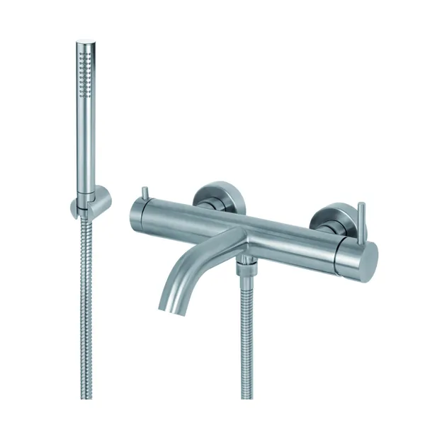 External bath group in satin stainless steel