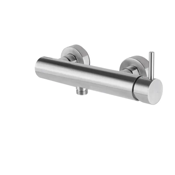 Single lever shower mixer for exposed fitting in 316L stainless steel