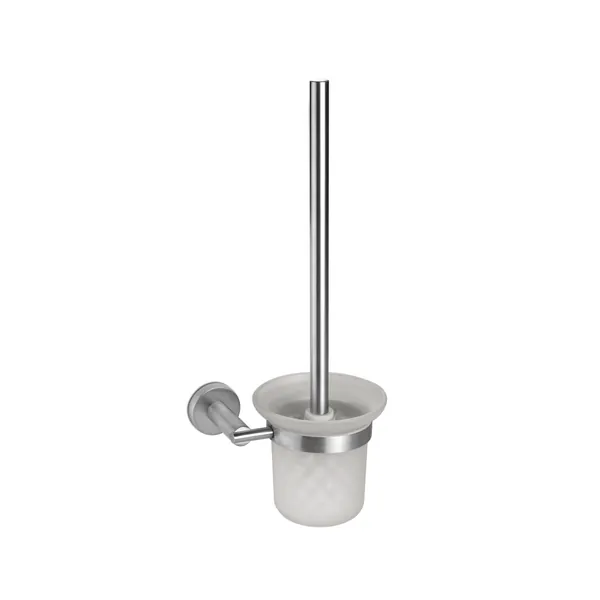 Complete wall-mounted toilet brush holder in stainless steel