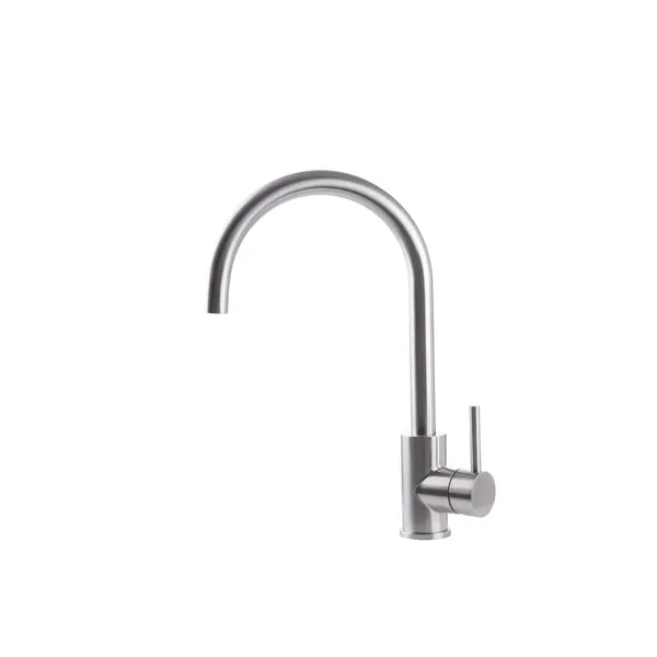 Sink mixer with round rotating stainless steel spout
