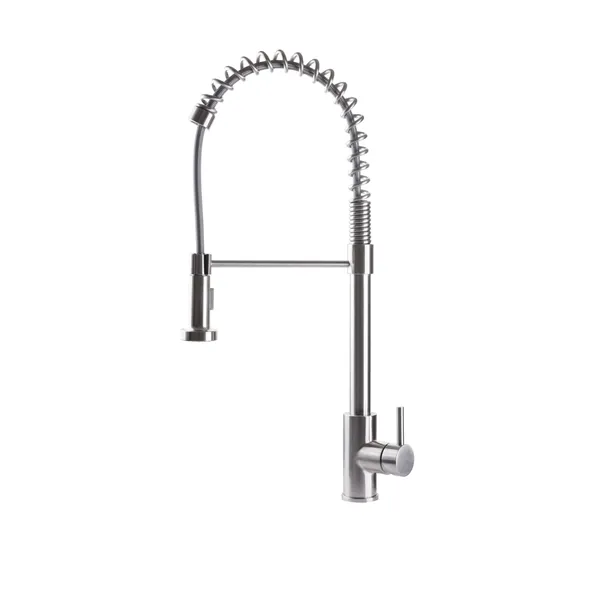 Sink mixer with swivel and adjustable spring in stainless steel