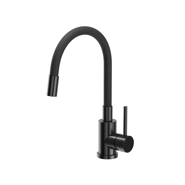 Kitchen sink mixer tap in black PVD with black flexible spout