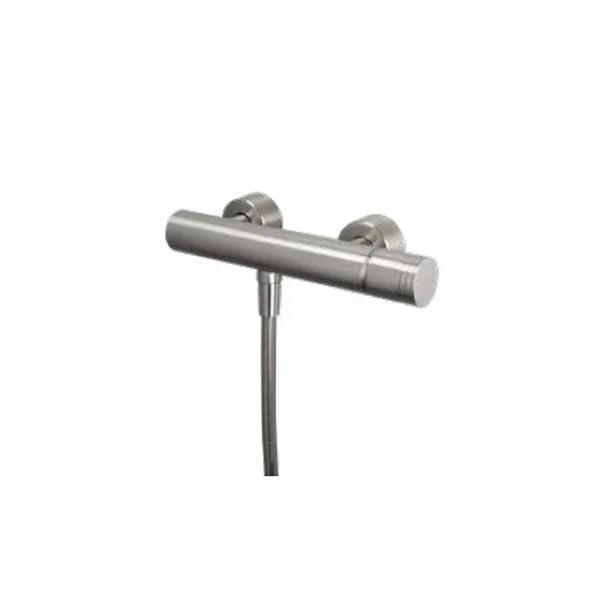 Exposed designer shower mixer in 316L stainless steel