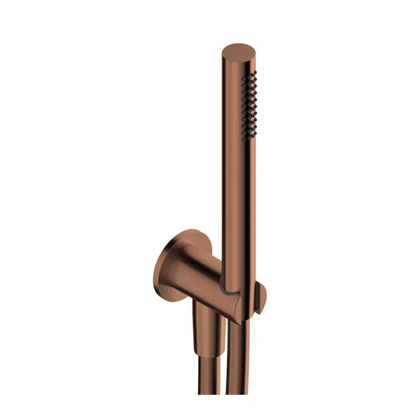 Shower kit: handset, hose and wall outlet with holder in 316L stainless steel