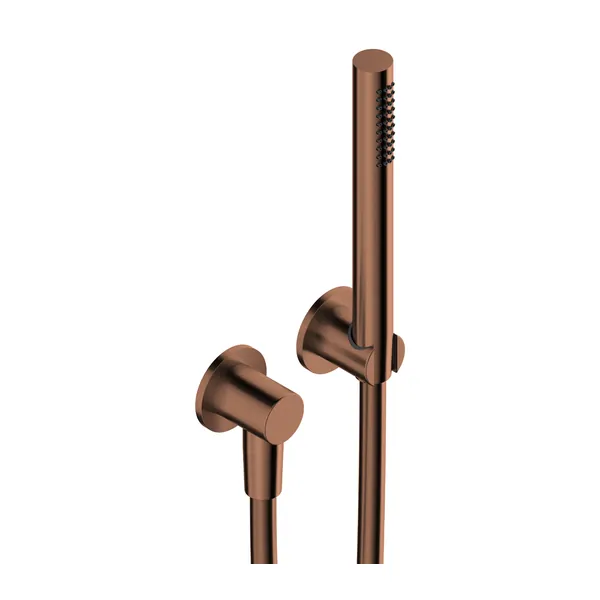 Shower kit: handset, hose, wall outlet and holder in 316L stainless steel