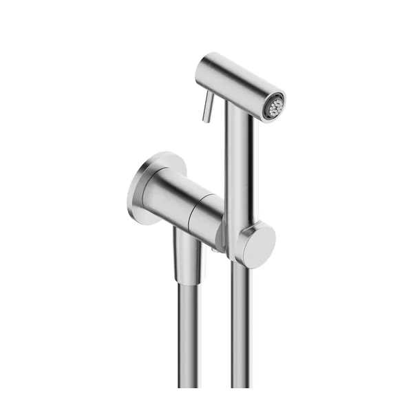 WC kit in 316L stainless steel with douche handset and wall outlet