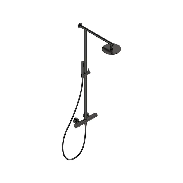Thermostatic designer shower column with riser rail in 316L stainless steel