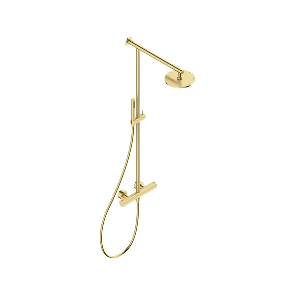 Thermostatic designer shower column with riser rail in 316L stainless steel