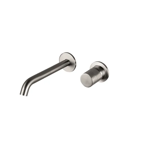 Concealed basin mixer with 21 cm spout in 316L stainless steel