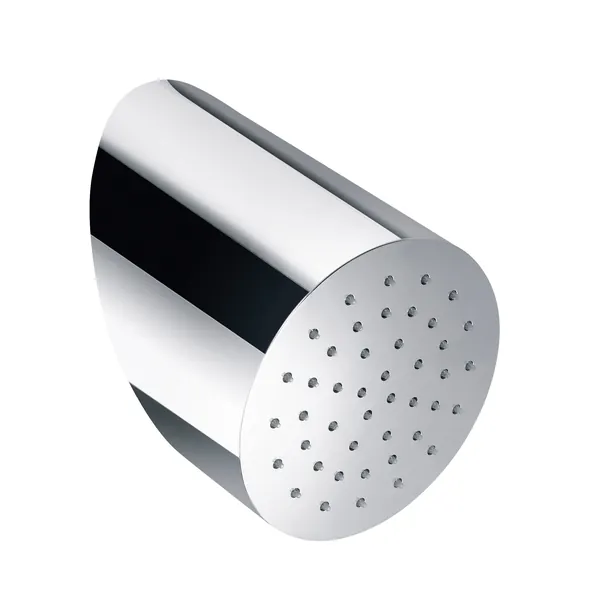 Round angled wall shower head in stainless steel