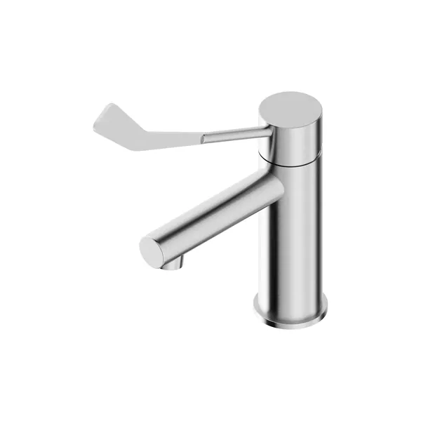 Basin mixer tap with clinical lever in 316L stainless steel