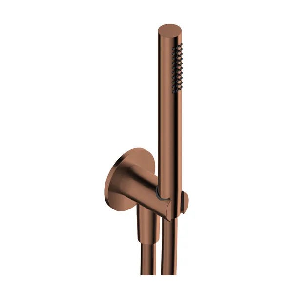 Shower kit in 316L stainless steel with 65 mm escutcheon and wall outlet