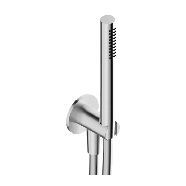 Shower kit in 316L stainless steel with 65 mm escutcheon and wall outlet