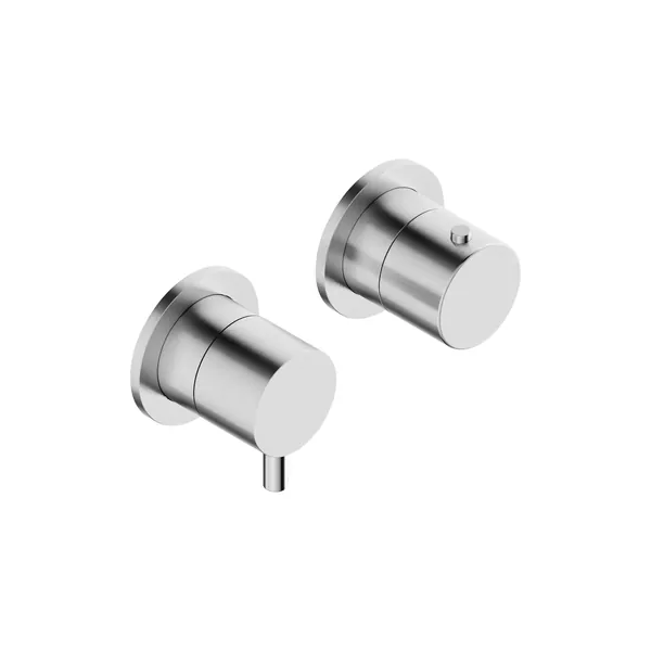Concealed 2-way thermostatic shower mixer with rotary diverter in 316L stainless steel