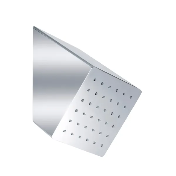 Square angled wall shower head in stainless steel