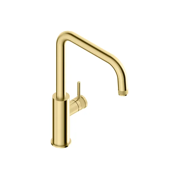 Bridge-spout kitchen mixer in 316L stainless steel with limescale-resistant aerator
