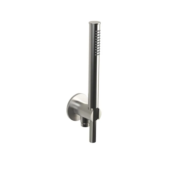 Shower set in 316L stainless steel with flexible hand shower, water inlet with shower holder.