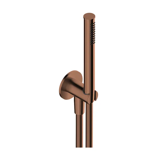 Shower set in 316L stainless steel with flexible hand shower, water inlet with shower holder.