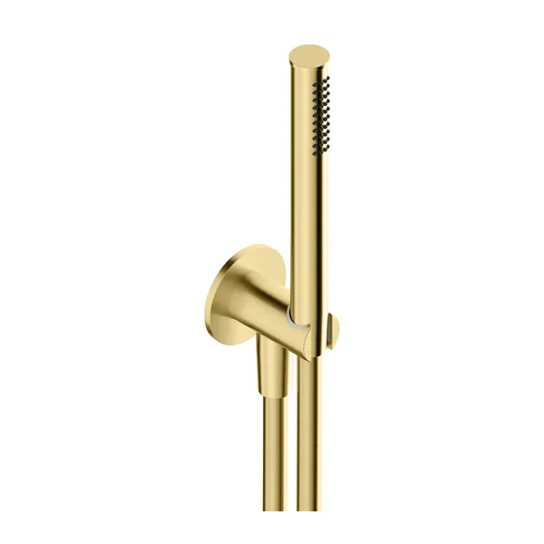 Shower set in 316L stainless steel with flexible hand shower, water inlet with shower holder.